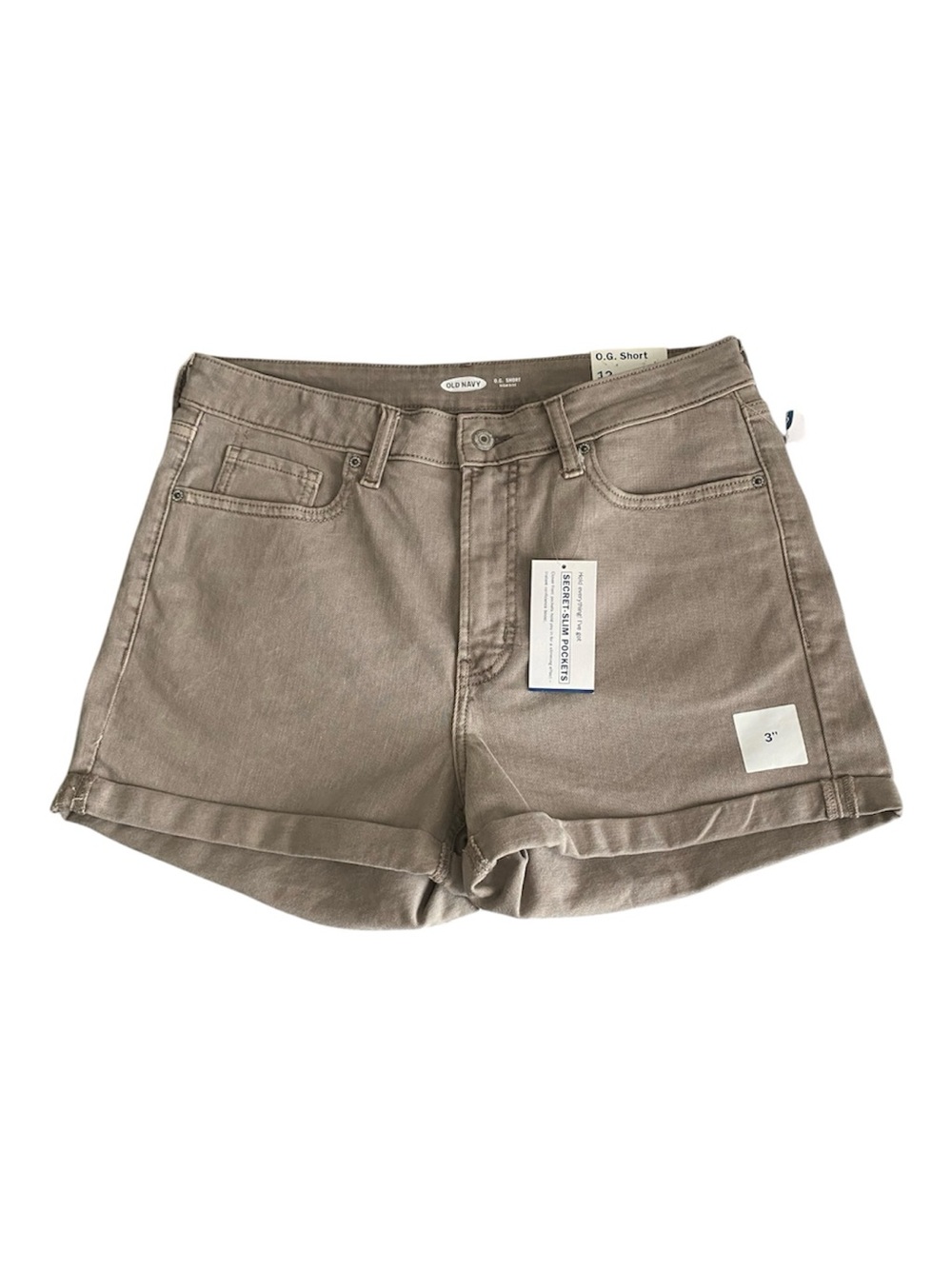 Old Navy O.G. High Rise Shorts Tan Secret Slim Pockets Size 12 NWT